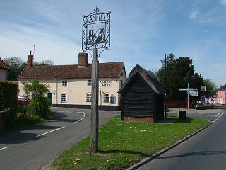 Bramfield village sign and crossroads